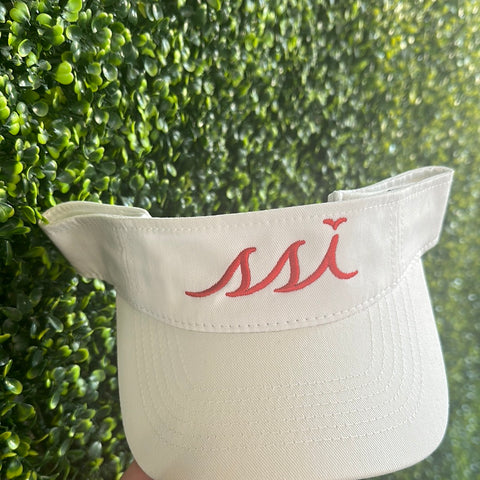 White Kids Visor with Red Logo - Outdoor Cap