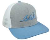 Silver/Allure Blue bill/White Mesh back FlexFit Hat / Raised Allure Logo/ Adjustable