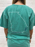 Seafoam Green State Outline T-Shirt / Georgia State Outline in White on back /Comfort Colors