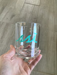 Silipint 12 oz Crystal Clear Rocks Glass with Seafoam Logo