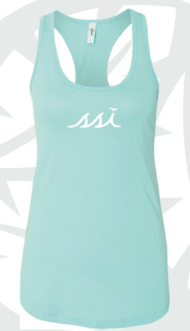 Cancun Racerback Tank Top with White Logo