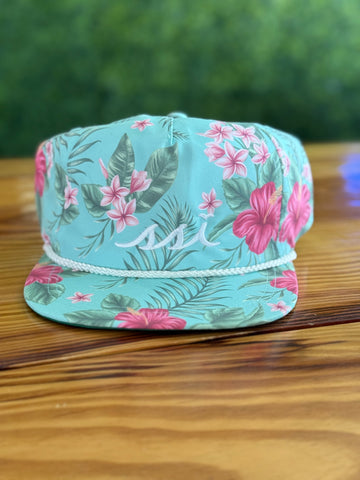 Teal Hawaiian Rope Hat White Logo - Imperial
