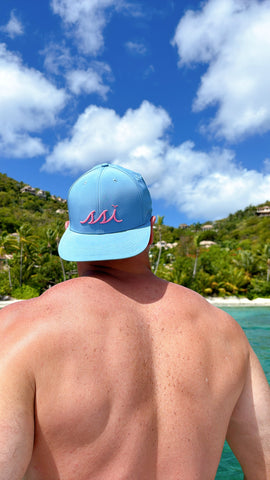 Light Blue Hat - Pink Raised Logo - Legacy Back 9 Hat
