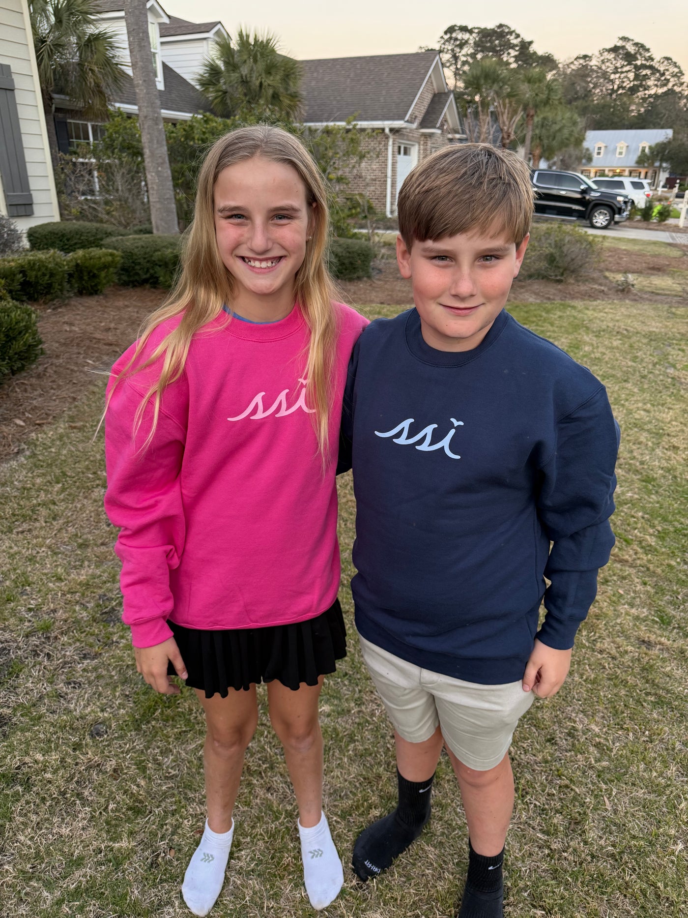 Kids Navy Sweatshirt with Light Gray Logo on front