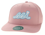 Pink Hat - Light Blue & White Bubble Logo - Legacy Back 9 Hat