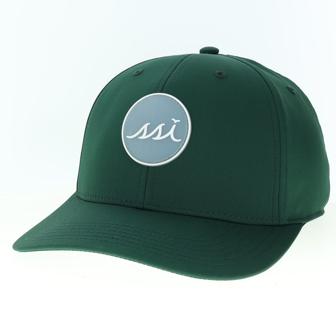 Forest Green Performance Cap — Round PVC Patch with White Logo