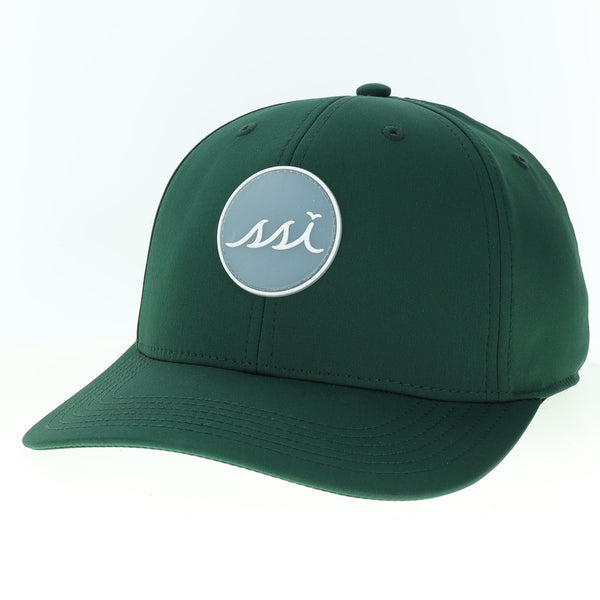 Forest Green Performance Cap — Round PVC Patch with White Logo