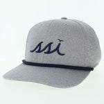 Heathered Gray Hat - Navy Raised Logo - Navy Rope - Legacy Back 9 Hat