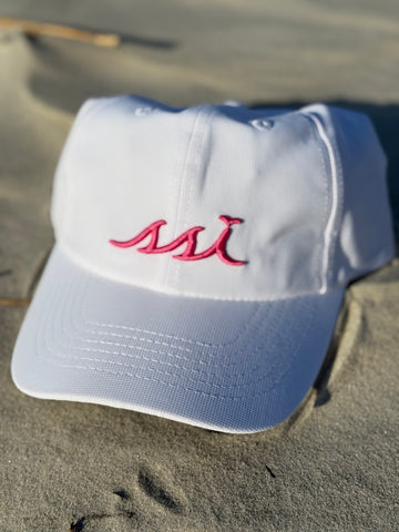 White Imperial Hat (Regular Size) Pink Raised Logo