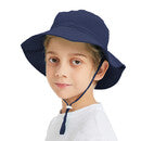 Navy Bucket Hat with White Logo- Small