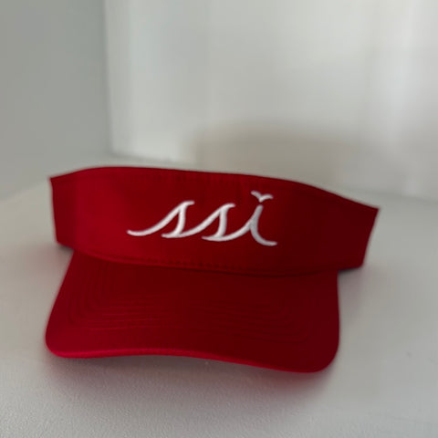 Red Adult Visor with White Logo- Outdoor Cap