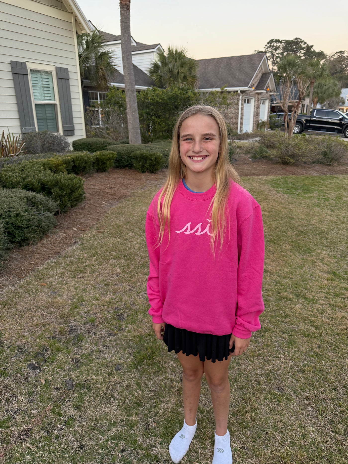 Sangria Kids St. Simons Island Sweatshirt — Light Pink SSI Logo