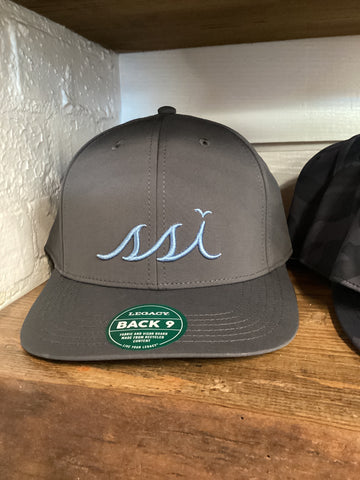 Dark Gray Hat - Light Blue Raised Logo - Legacy Back 9 Hat
