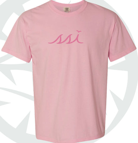 Comfort Colors Pink Blossom Tee- Tone on Tone with Logo on Front