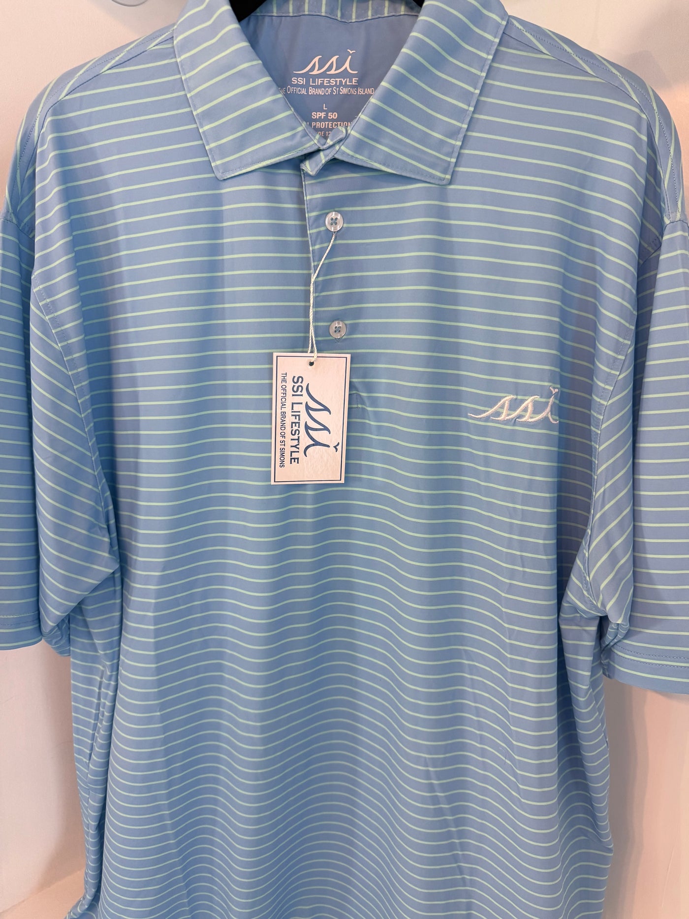 Light Blue & Aqua Stripe Stretch Performance Kid's Polo