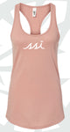 Desert Pink Racerback Tank Top with White Logo