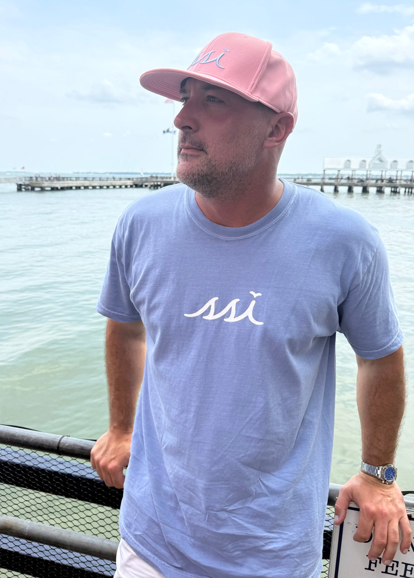 Comfort Colors St. Simons Pier Tee — Harbor Blue Garment-Dyed Short Sleeve