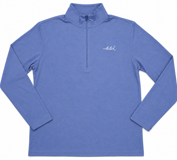 Cozy Mens 1/4 Zip Royal Blue Pullover White logo