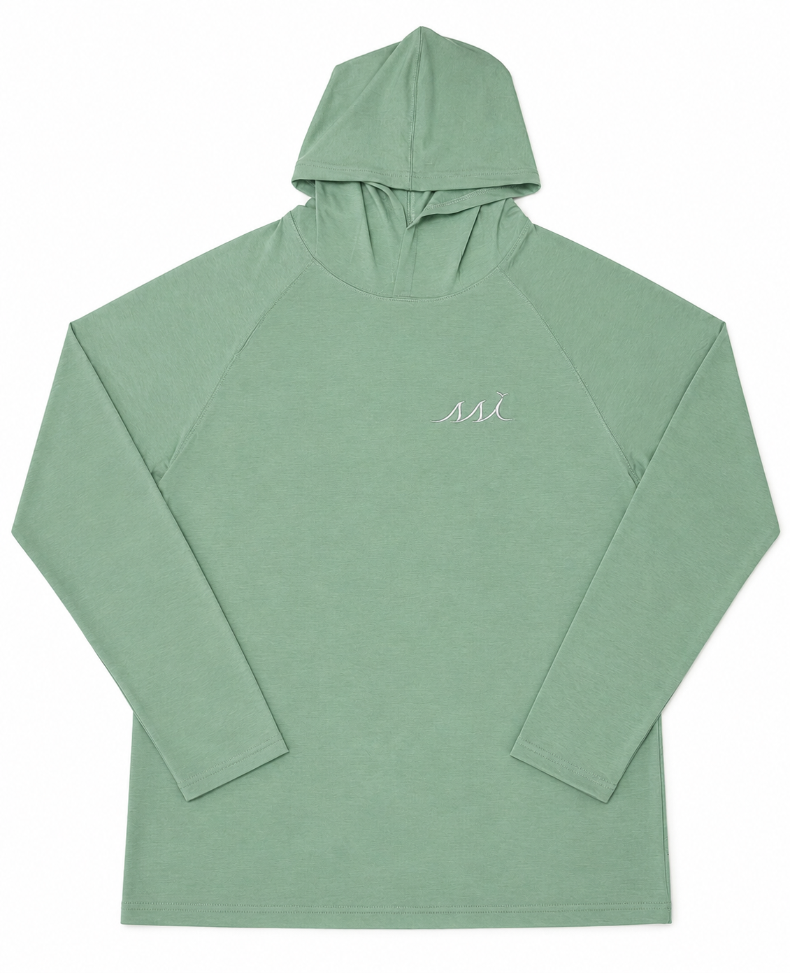Heathered Green T-Shirt Hoodie with White Saint Simons Island Logo