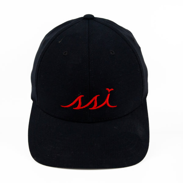 Black Imperial Hat (Regular Fit) Red Logo/ Adjustable