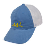 Light Blue Outdoor Hat / Yellow Logo / White Mesh Adjustable