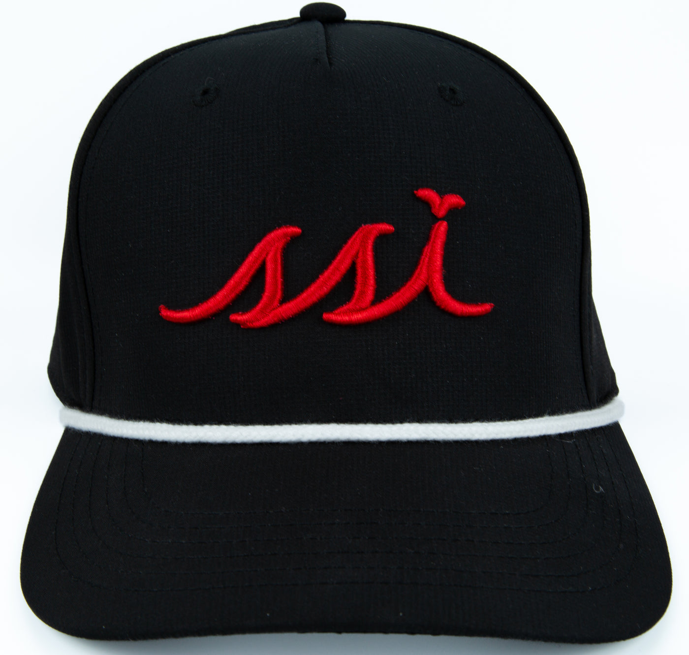 Black Rope Hat / Red Raised Logo / White Rope