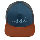 Slate Hat, Charcoal Mesh Back, Rust Bill / Light Blue Logo/ Outdoor Cap