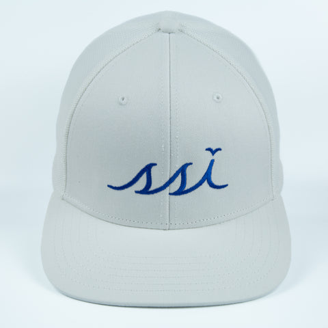 White Proflex Hat with White Mesh Back / Royal Blue Logo/ Outdoor Cap