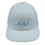 White Proflex Hat with White Mesh Back / Light Blue Logo/ Outdoor Cap