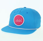 Cali Blue Hat - Pink Round Patch, White Logo & Rope - Legacy Chill Hat