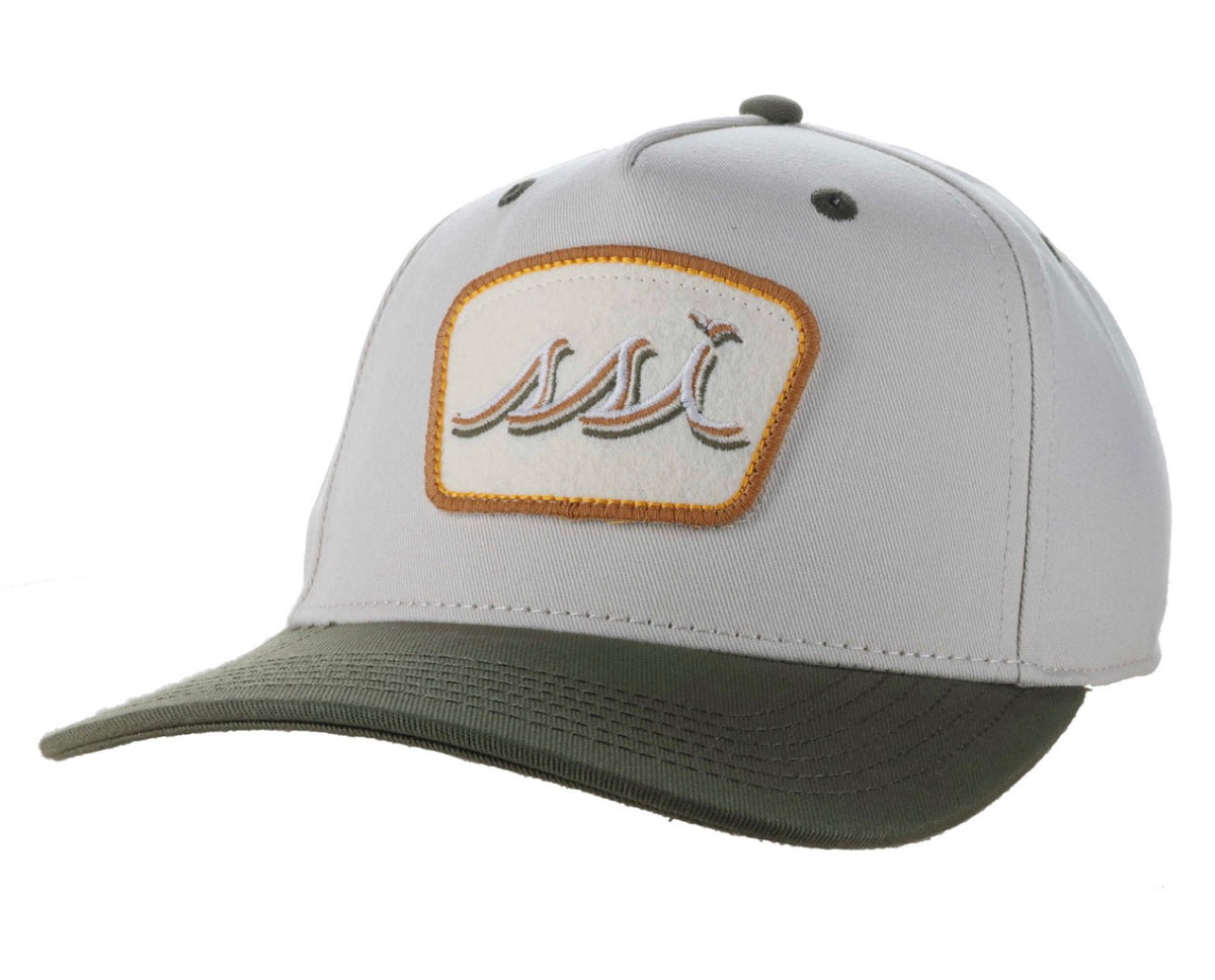 Stone Heritage Cap — Olive Bill & Cascade Felt Patch Logo