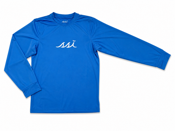 A4 Kids Royal Blue Rash Guard — White SSI Logo & Tarpon