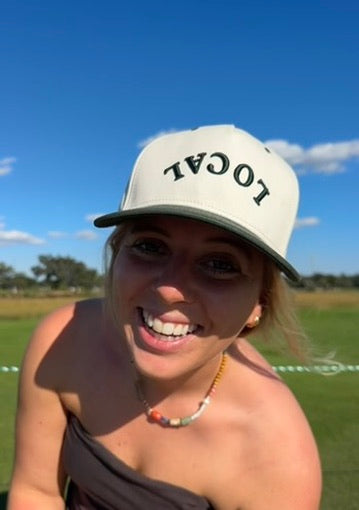 "LOCAL" Heritage Cap — Stone Crown with Forest Green Bill