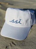 White Imperial Hat (Regular Size) Light Blue Raised logo