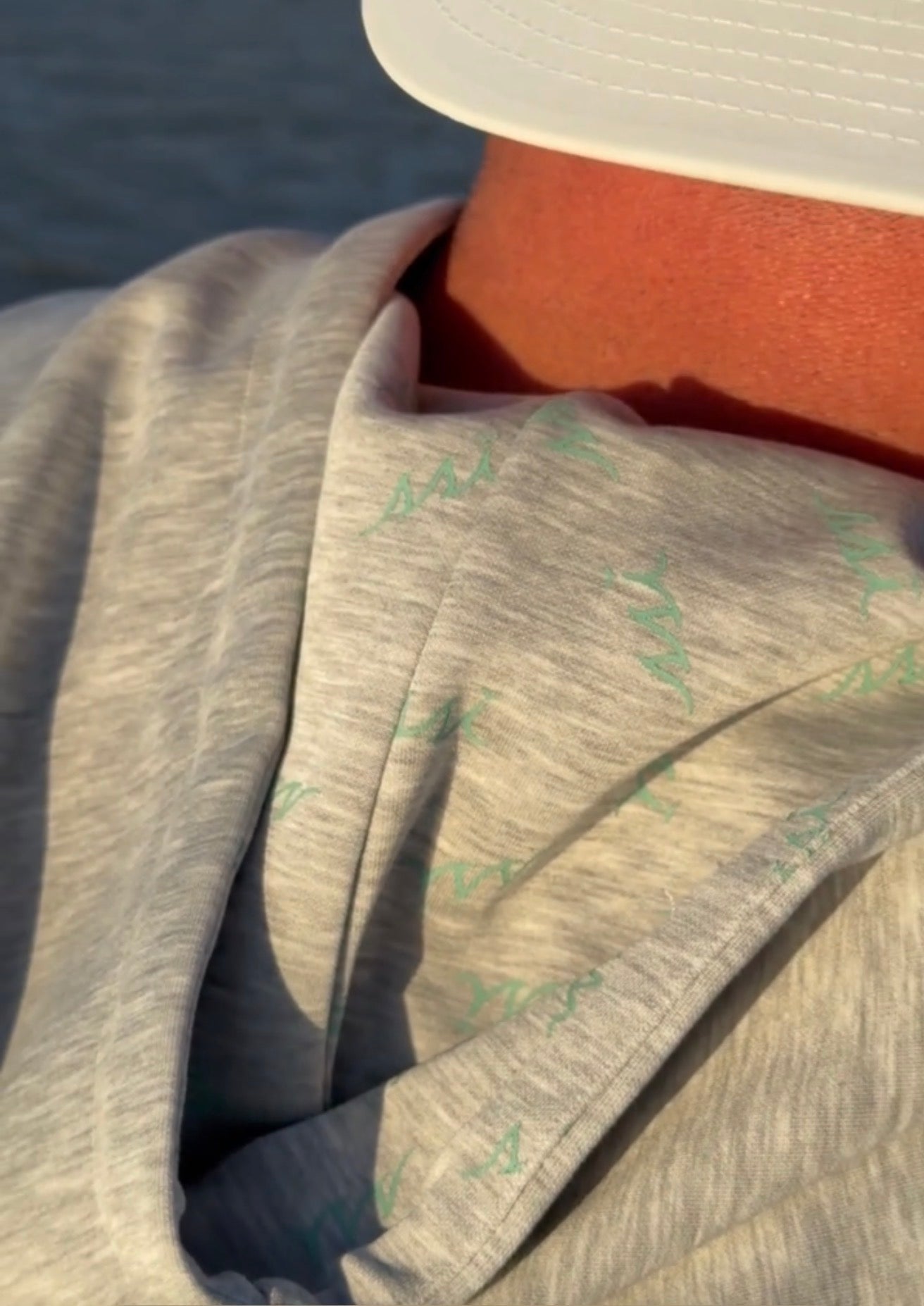 Ultrasoft Heathered Gray St. Simons Island Hoodie — Green SSI Logo & Logo-Lined Hood