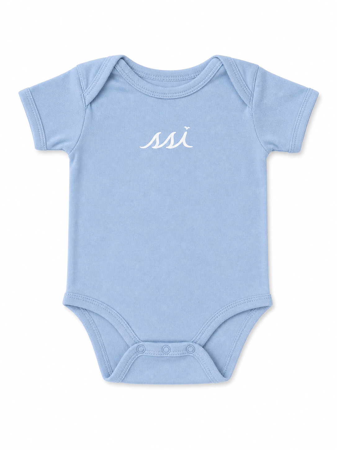 Baby Sky Blue Onesie — White SSI Logo