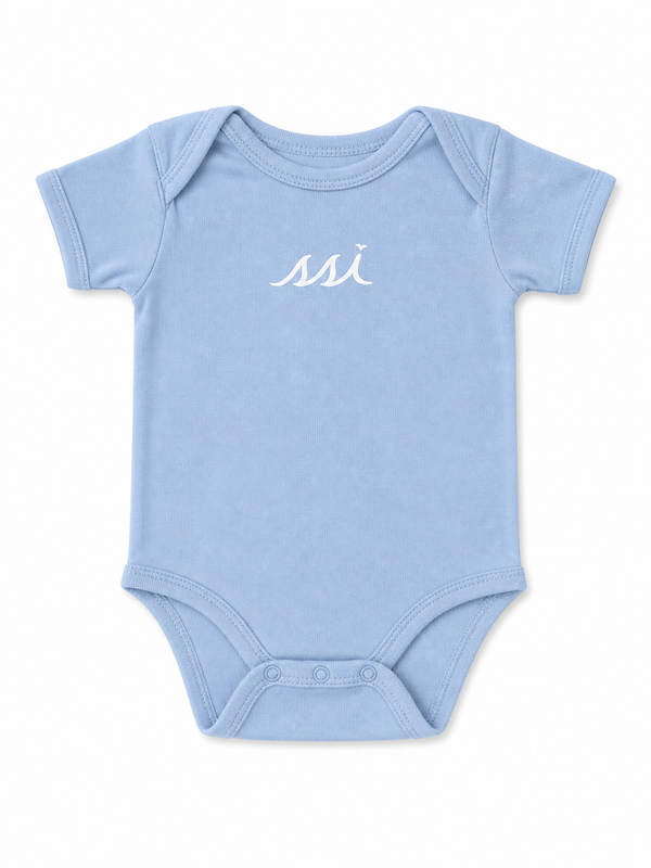 Baby Sky Blue Onesie — White SSI Logo