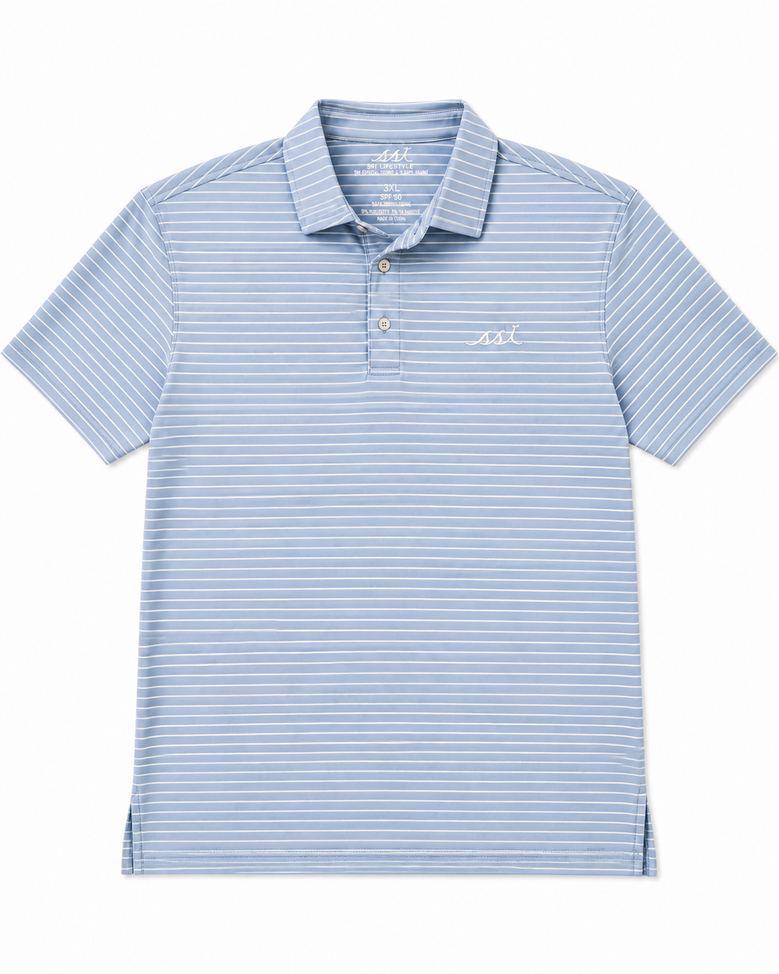 Men's St. Simons Island Striped Performance Polo — White Logo