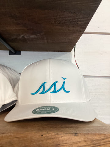 White Hat - Blue Raised Logo - Legacy Back 9 Hat
