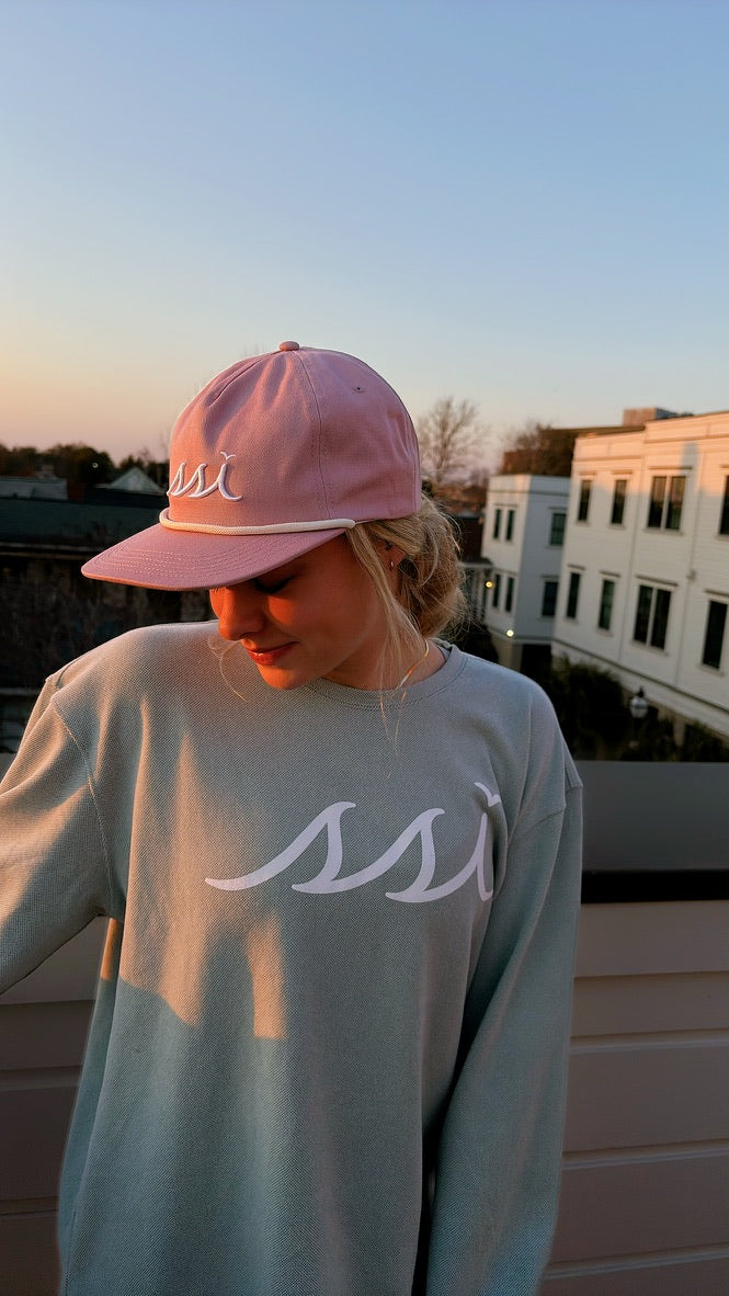 Rose St. Simons Island Rope Hat — White Raised SSI Logo