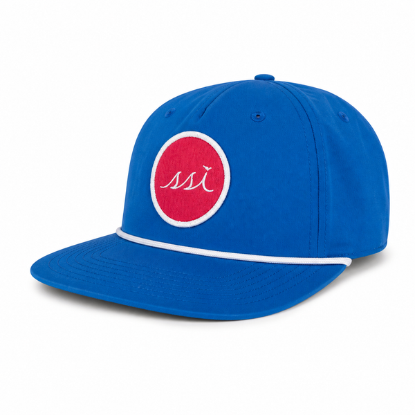 California Blue Rope Cap — Pink Round Patch with White Logo