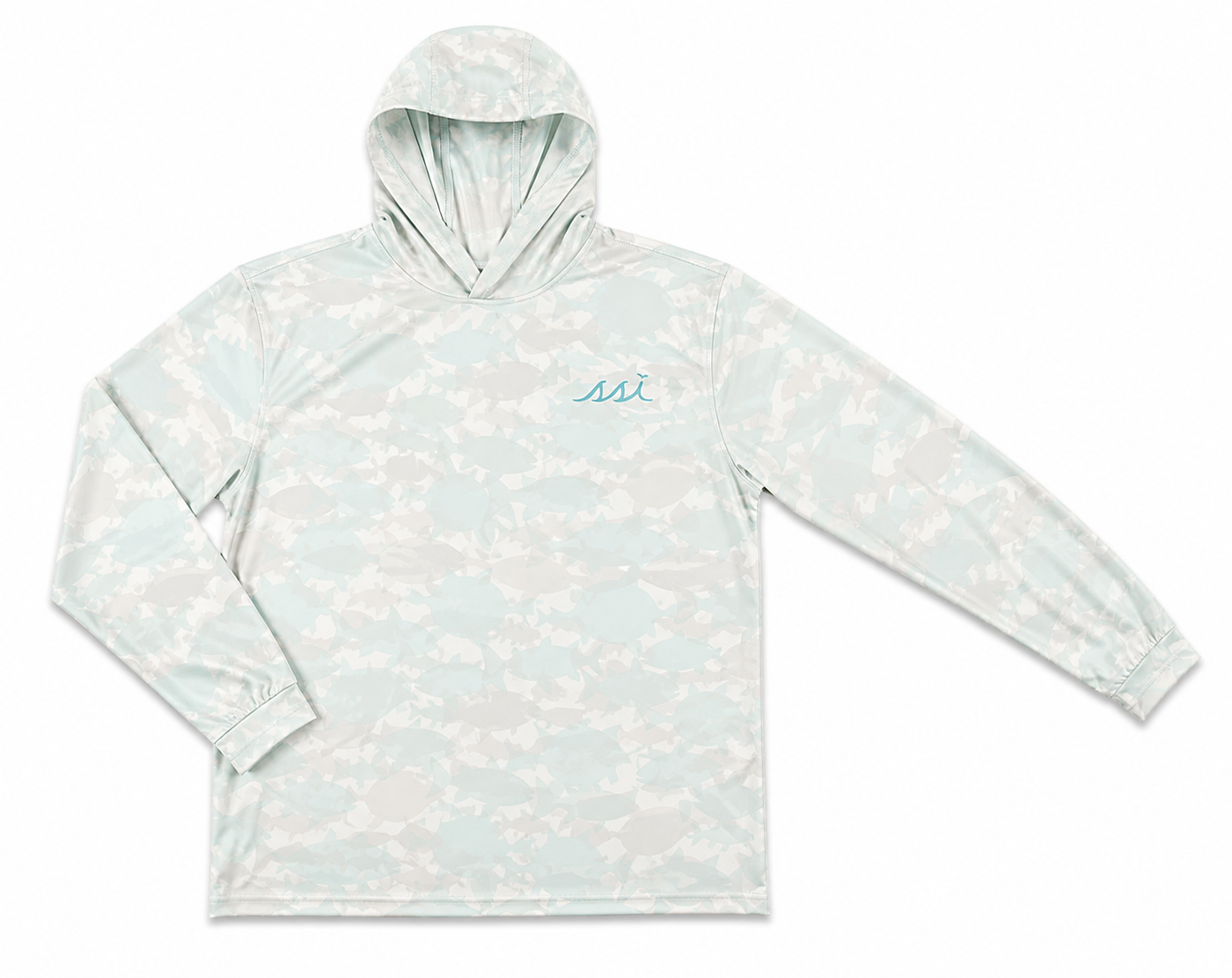 Seafoam Fish Camo Hooded Sun Shirt — UPF 50 Performance