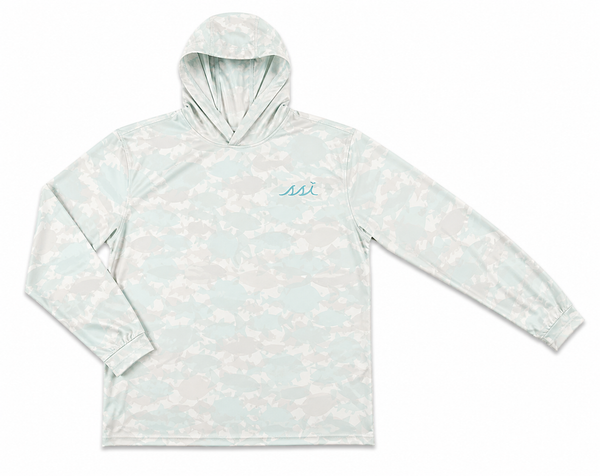 Seafoam Fish Camo Hooded Sun Shirt — UPF 50 Performance