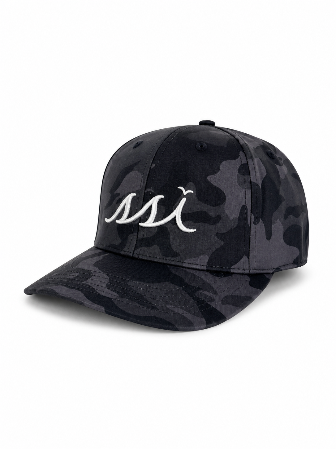 Camo St. Simons Island Hat — White Raised SSI Logo