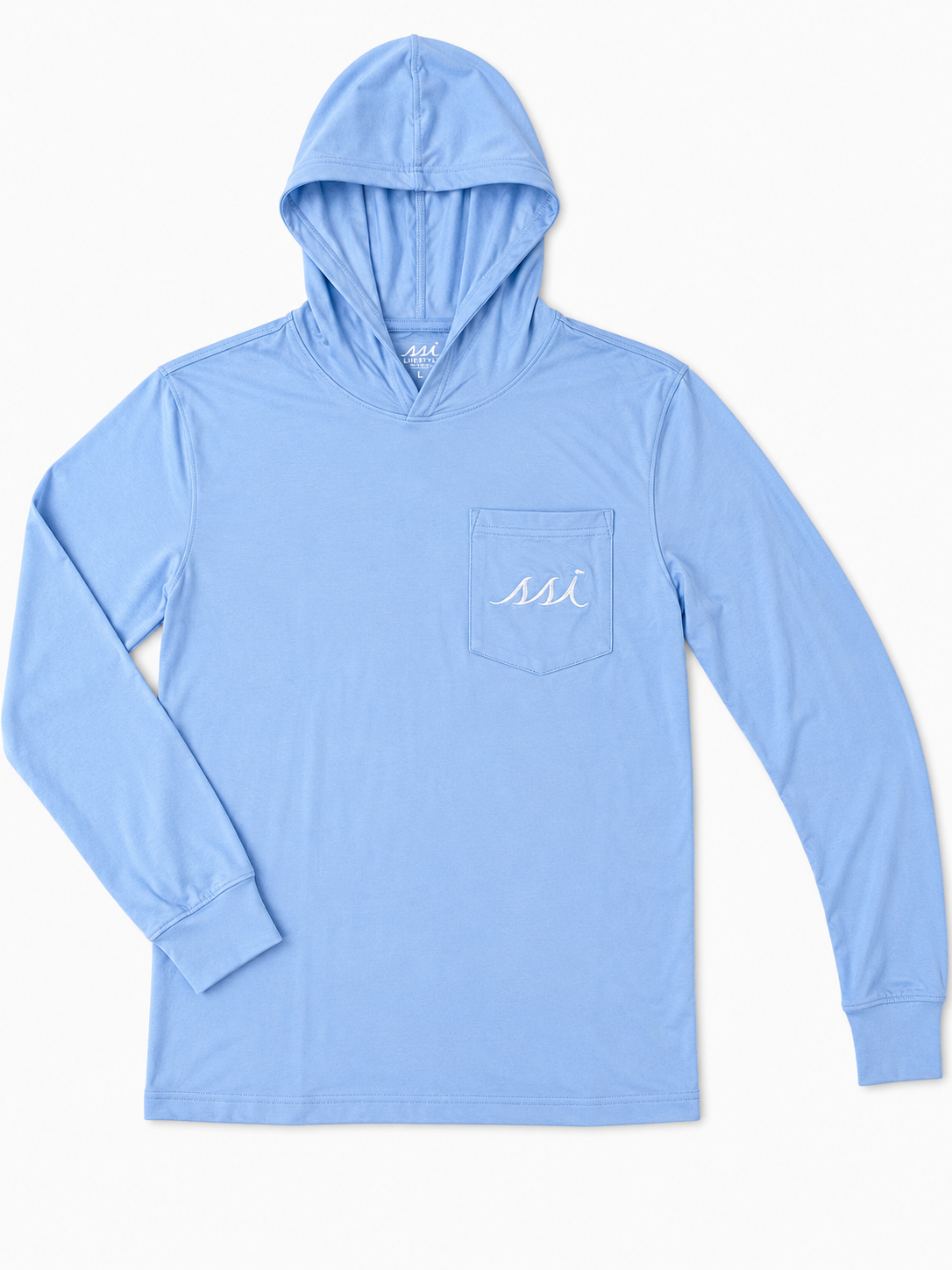 Carolina Blue Bamboo Hooded Sun Shirt Rash Guard — UPF 50+ Long Sleeve Pocket