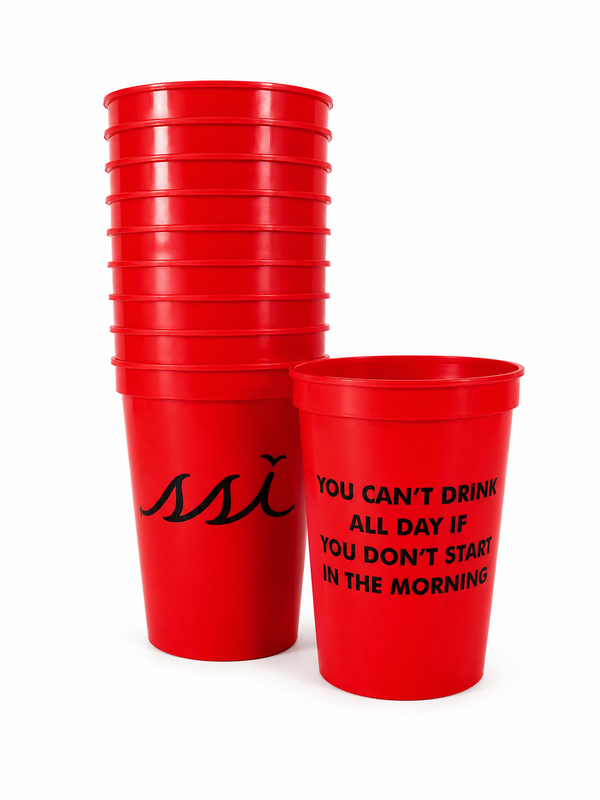 St. Simons Island Red 16 oz Stadium Cups — Drink All Day 10 Pack