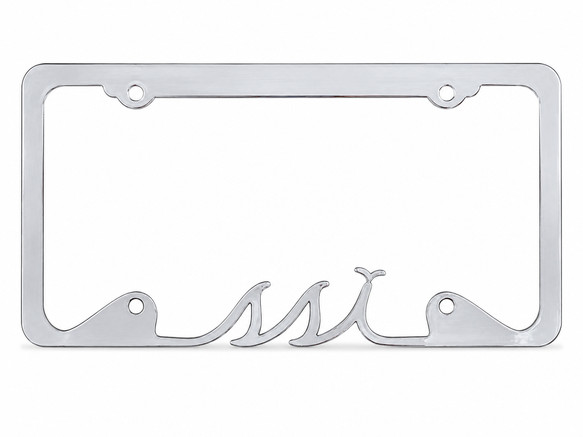 SSI Logo License Plate Frame — Chrome Metal Cutout