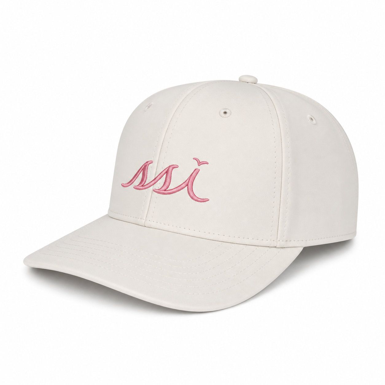 Coastal White Legacy Performance Cap — Pink Raised Logo