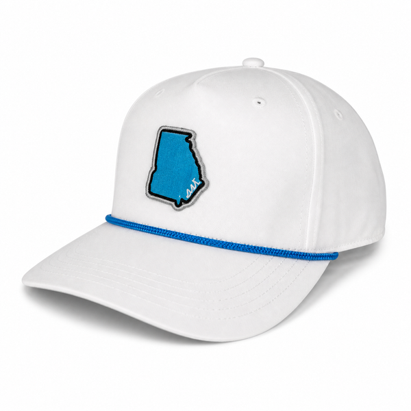 Coastal White Rope Cap — Aqua Georgia Outline Patch