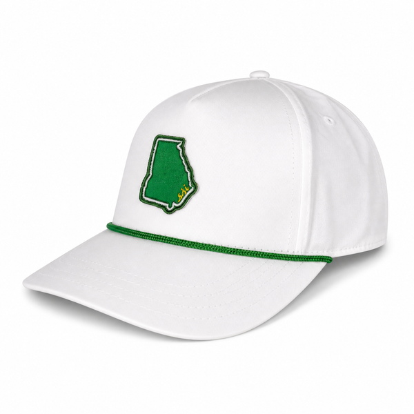 Coastal White Rope Cap — Green Georgia Outline Patch